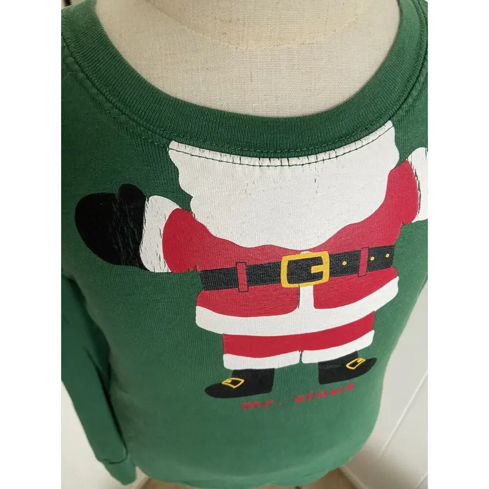 Gymboree Boys Pajamas Sz 5 Green White Mr. Claus Santa Striped Gymmies‎ Soft